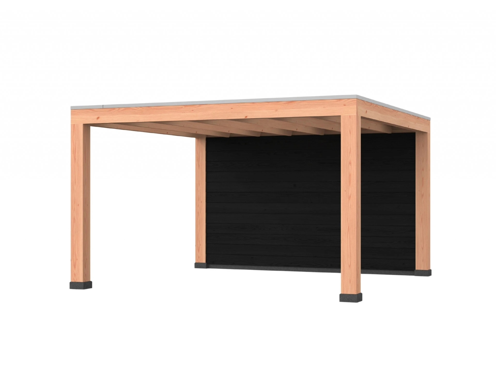 Douglas overkapping, 400 x 400, met achterwand, Westwood Modern Basic zwart - Afbeelding 1
